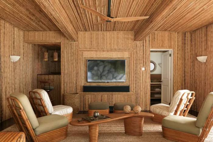 Desain kamar tidurdidnding rumah bambu